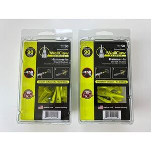 100ct Lot of 2 50 Pack BNIP WallClaw Drywall Anchors Screws Hammer-In 125lbs
